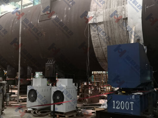 青島海越科技完成直徑5.6米高壓反應釜筒體合攏環(huán)縫焊后熱處理